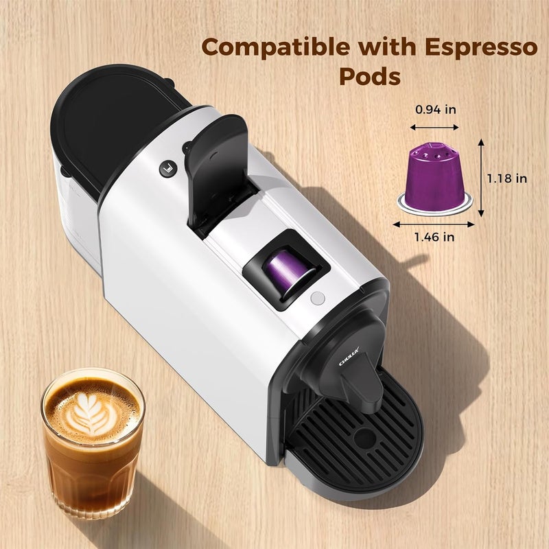 CHULUX Mini Espresso Machine for Nespresso Pod, 20 Bar Single Serve Coffee Maker, 1400W, White - Image 3